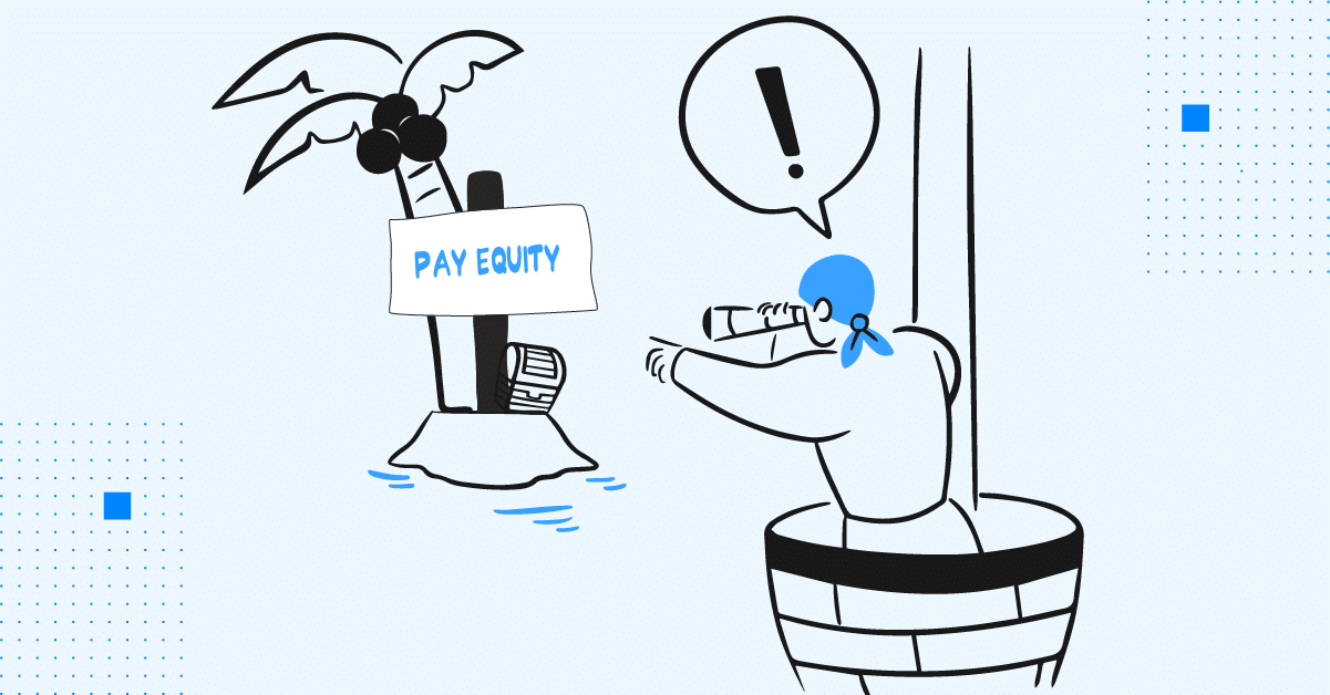 Graphic metaphorical image of a woman seeking pay equity in her role