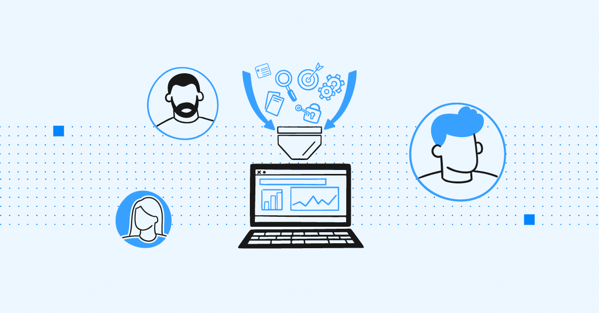 A decorative graphic composition of people data related element