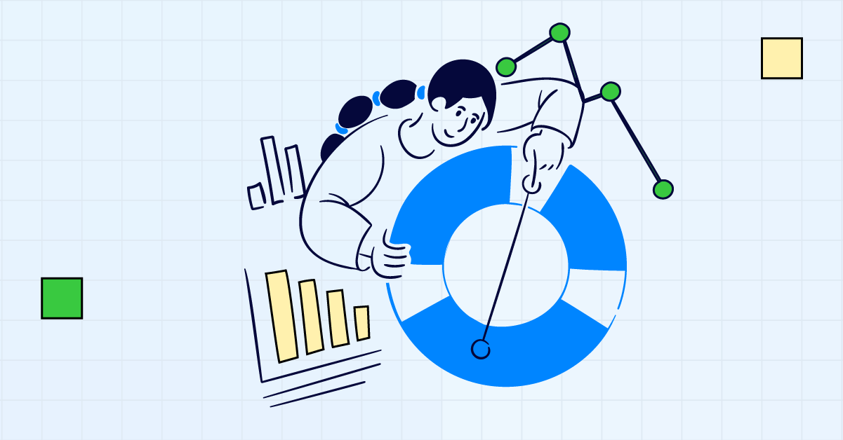 Illustration of an HR professional analyzing data charts and graphs for HR benchmarking excellence