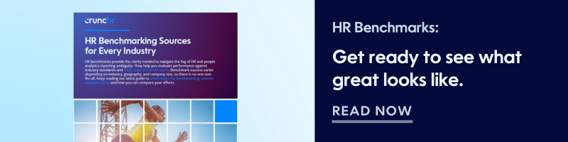 HR benchmarking sources guide for every industry by Crunchr, promoting effective people analytics strategies - Read Now